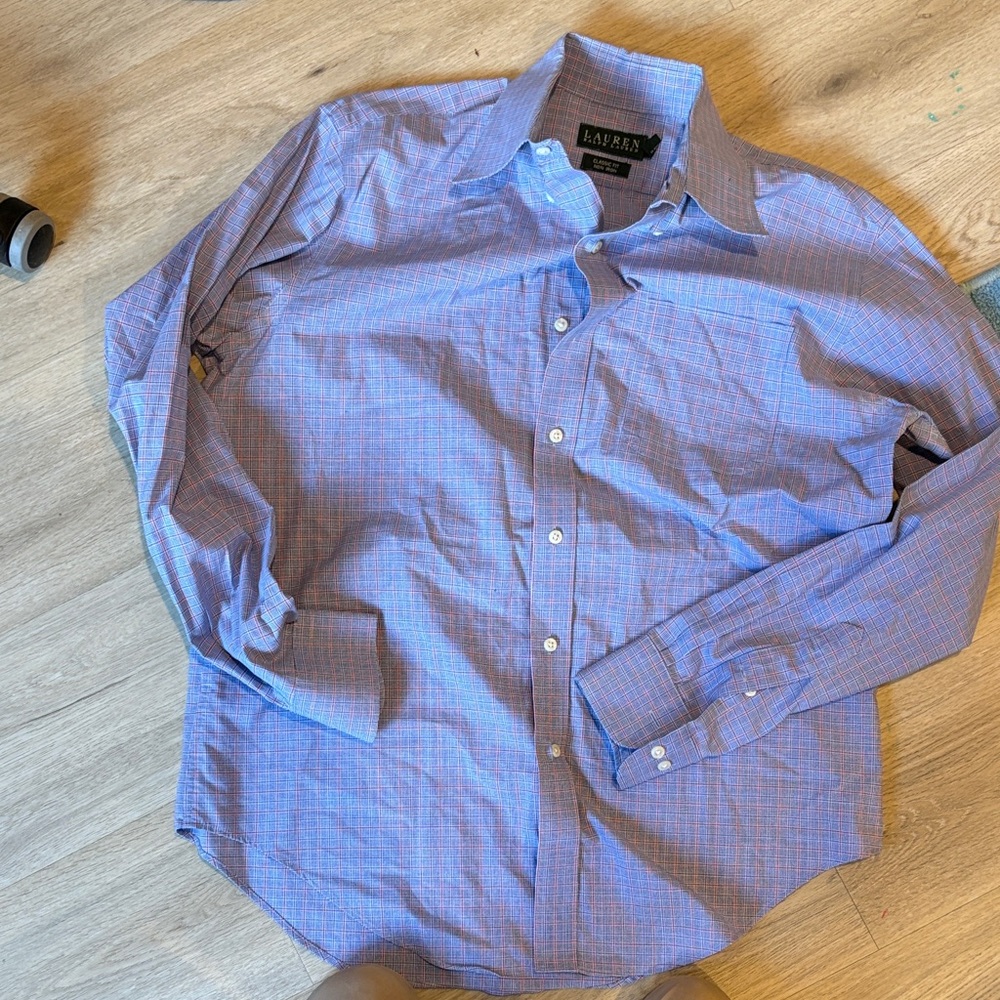Lauren Ralph Lauren Men's Blue and Red Checkered Button-Down Shirt